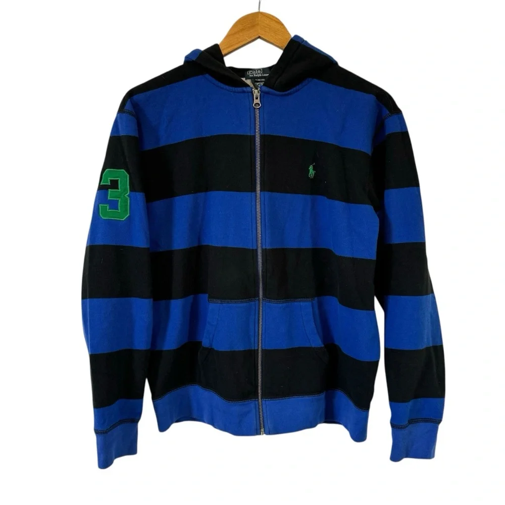 POLO Ralph Lauren Full Zip Hoodie Sweatshirt Rugby Style Boys XL Womens Medium